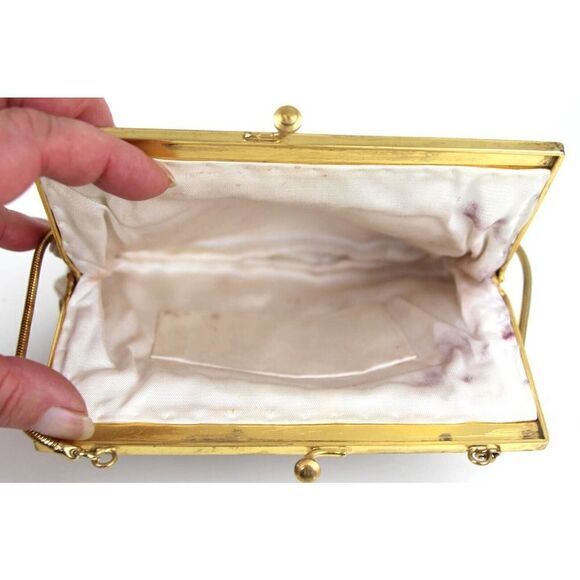 VTG Handmade MULTICOLOR FLORAL PETIT NEEDLEPOINT FRAME KISS LOCK SMALL PURSE - Picture 14 of 14